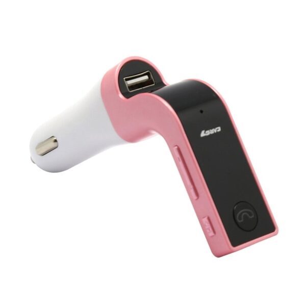 Πομπός αυτοκινήτου για τη μετάδοση μουσικής με κάρτα microSD, Bluetooth και φορτιστή ροζ OEM