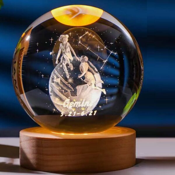 Κρυστάλλινη σφαίρα με φως Δίδυμοι OEM