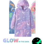 Παιδικό φούτερ με κουκούλα φλις που φωσφορίζει στο σκοτάδι – Μωβ μονόκερος OEM