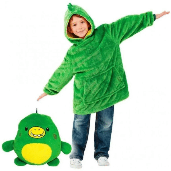 Παιδικό λούτρινο αρκουδάκι που γίνεται φούτερ Fleece - Δεινόσαυρος πράσινο One Size OEM