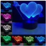Τρισδιάστατο 3D επιτραπέζιο φωτιστικό LED 7 χρωμάτων καρδιές OEM
