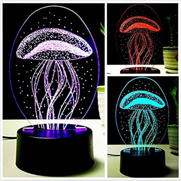 Τρισδιάστατο 3D επιτραπέζιο φωτιστικό LED 7 χρωμάτων μέδουσα OEM
