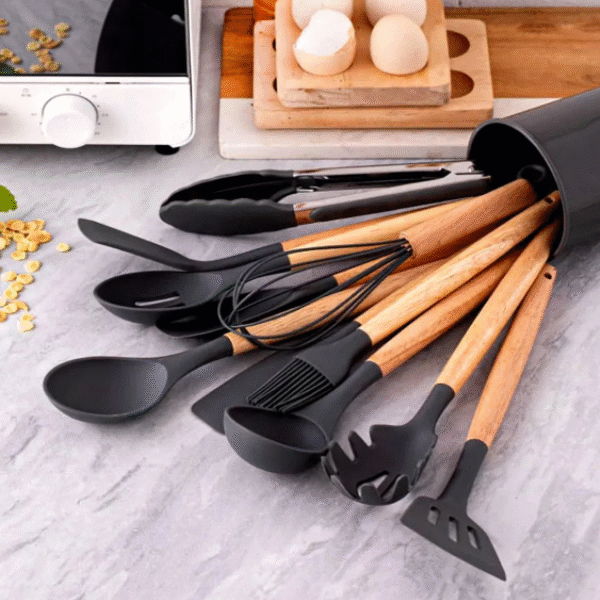 Σετ μαγειρικών εργαλείων με δοχείο μαύρο OEM