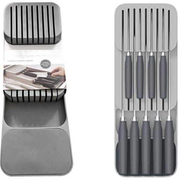 Συμπαγής οργανωτής μαχαιριών 2 επιπέδων γκρι 50460 OEM