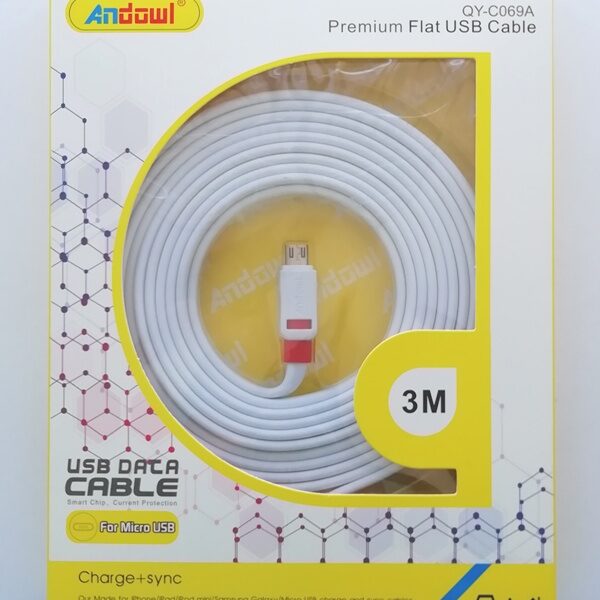 Καλώδιο φόρτισης USB 3 μέτρων με Micro USB QY-C069A ANDOWL Andowl