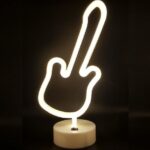 LED επιτραπέζιο φωτιστικό νέον με βάση Κιθάρα λευκό ζεστό OEM