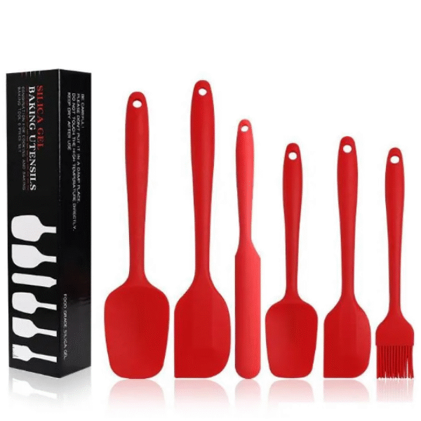 Εργαλεία κουζίνας σιλικόνης σετ 6 τεμαχίων κόκκινα OEM