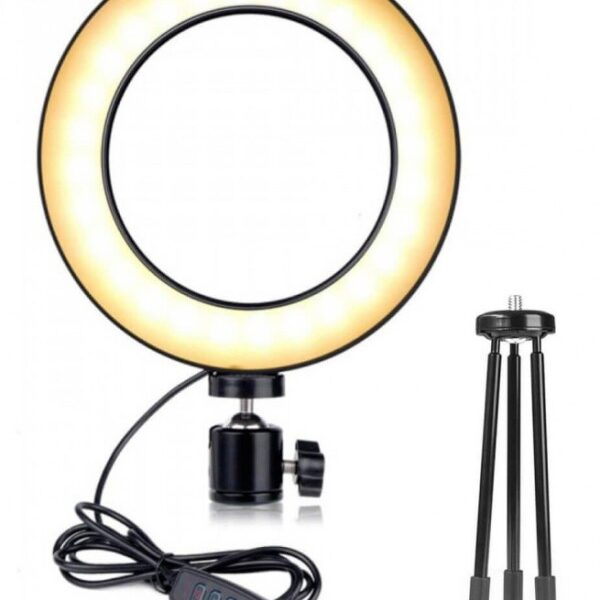 Φωτιστικό δαχτυλίδι USB LED 16 cm με ροοστάτη και τρίποδο 0445 OEM