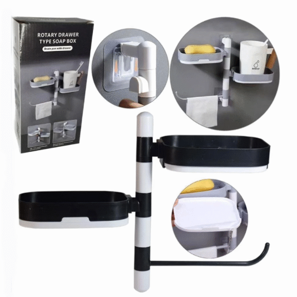 Περιστροφικό αυτοκόλλητο συρτάρι τύπου κουτί σαπουνιού μαύρο-άσπρο OEM