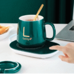 Κουτί δώρου ηλεκτρικό αυτόματο θερμοστατικό σουβέρ usb με κούπα και κουτάλι,  πράσινο OEM