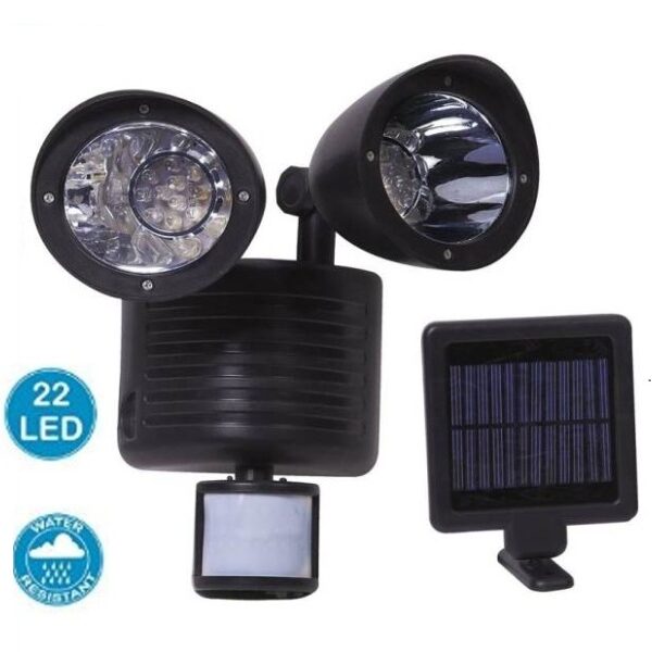 Αυτόνομος διπλός ηλιακός προβολέας με ανιχνευτή κίνησης και πάνελ φόρτισης OEM