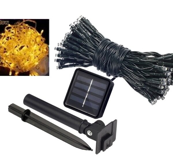 Ηλιακά φωτάκια κήπου 100Led 8 προγράμματα ζεστό λευκό OEM