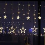 Χριστουγεννιάτικη φωτεινή κουρτίνα-γιρλάντα αστέρια λευκό ζεστό 3m OEM