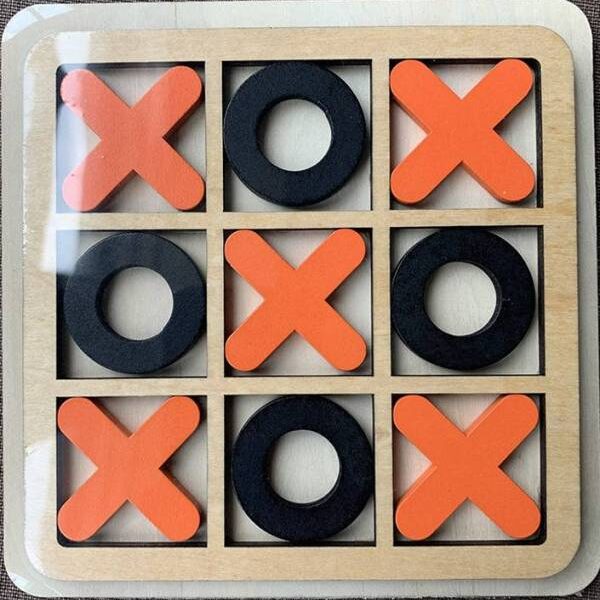 Ξύλινο επιτραπέζιο παιχνίδι τρίλιζα κόκκινο-μαύρο OEM