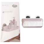 Πλαστικό ράφι τοίχου με αυτοκόλλητα στηρίγματα λευκό  J&S HOME 21403