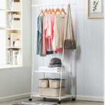 Κρεμάστρα ρούχων με τροχούς 55x42x160cm, λευκό