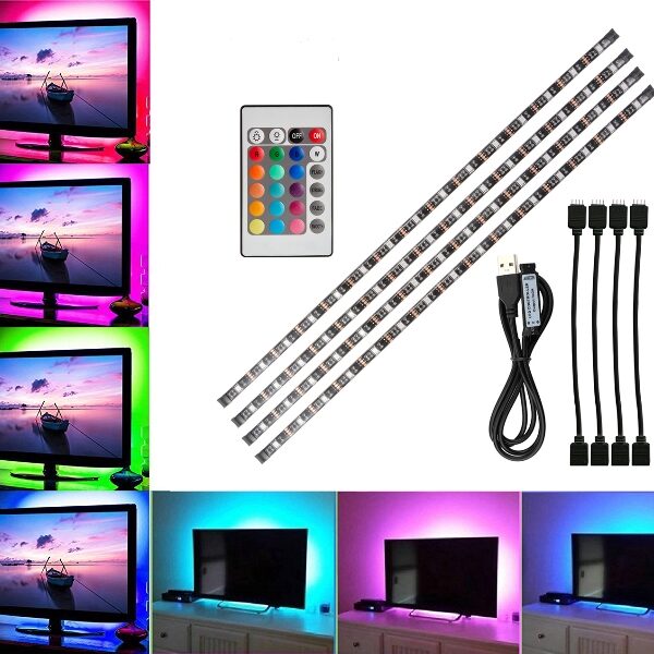 Πολύχρωμη αυτοκόλλητη ταινία τηλεόρασης USB 60LED 2m OEM