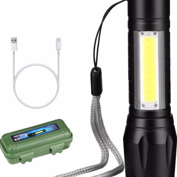 Επαναφορτιζόμενος μίνι φακός LED XPE+COB USB OEM