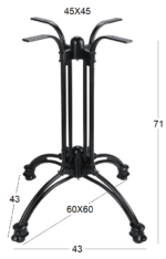 CITY 4ΝΥΧΗ 60X60X71εκ. ΒΑΣΗ ΑΛΟΥΜΙΝΙΟΥ ΜΕ ΡΕΓ/ΡΟΥΣ ΜΑΥΡΗ - Image 2