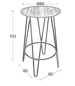 LARA ΤΡΑΠΕΖΙ Φ.60Χ103εκ. ΜΕΤΑΛΛΟ-ΞΥΛΟ K/D - Image 2