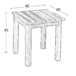 KORAL ΞΥΛΙΝΟ ΤΡΑΠΕΖΑΚΙ 40Χ40Χ45εκ. ΚΑΡΥΔΙ - Image 2