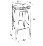 TEXAS ΣΚΑΜΠΟ 76εκ. Χ.ΠΛΑΤΗ ΜΑΥΡΟ ΜΑΤ/ΜΑΥΡΗ ΔΕΡΜΑΤΙΝΗ 42Χ42Χ76εκ. - Image 3