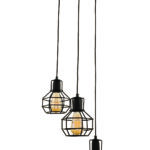 Φωτιστικό τρίφωτο "PERRO" από μέταλλο σε χρώμα μαύρο Ε27 Φ35Χ105-115