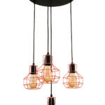 Φωτιστικό τετράφωτο "PERRO" από μέταλλο σε χρώμα μαύρο/χάλκινο Ε27 Φ45Χ105-115