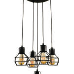 Φωτιστικό πεντάφωτο "PERRO" από μέταλλο σε χρώμα μαύρο Ε27  Φ45Χ105-115