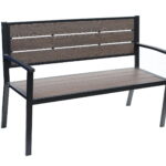 Παγκάκι κήπου "ANGELO" από ενισχυμένο μέταλλο/polywood σε χρώμα μαύρο/σκούρο καφέ 128x55x86