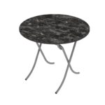 Τραπέζι στρόγγυλο "MOUNTAIN TOP" από mdf/μέταλλο σε χρώμα μαύρο μαρμάρου Φ90x75