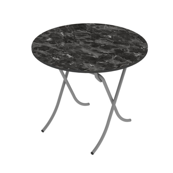 Τραπέζι στρόγγυλο "MOUNTAIN TOP" από mdf/μέταλλο σε χρώμα μαύρο μαρμάρου Φ90x75