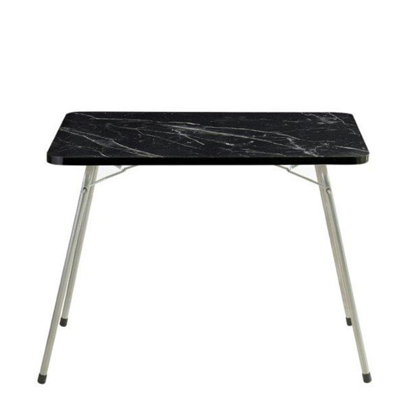 Τραπέζι camping πτυσσόμενο από μέταλλο σε ασημί/μαύρο με εφέ γρανίτη χρώμα 60x80x62