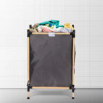 Καλάθι απλύτων "MADERA" από μασίφ ξύλο σε φυσικό χρώμα 52x28x75