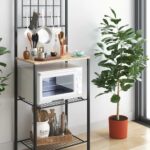 Ραφιέρα "NORA" από μέταλλο σε χρώμα σκούρο καρυδί 60x40x150