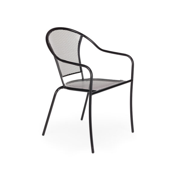 Πολυθρόνα μεταλλική LIV στοιβαζόμενη μαύρο μέταλλο 53x61x82