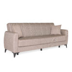 Καναπές-κρεβάτι με αποθηκευτικό χώρο διθέσιος Milos μπεζ-καφε ύφασμα 148x78x85