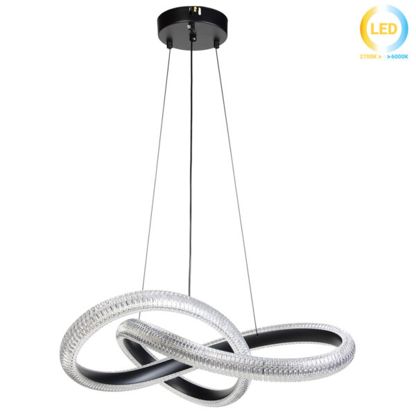 Φωτιστικό μεταλλικό κρεμαστό LED 48W Φ60Χ15 εκ. μαύρο με ακρυλικό - KESKOR 175901