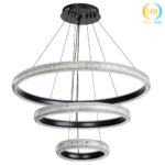 Φωτιστικό μεταλλικό κρεμαστό LED 80W Φ63-Φ43-Φ23 εκ. μαύρο με ακρυλικό - KESKOR 175902