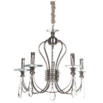 Φωτιστικό κρεμαστό 5 Χ Ε14 Φ56Χ50 εκ. νίκελ ματ με κρύσταλλα - KESKOR 8986/5