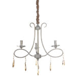 Φωτιστικό κρεμαστό 3 Χ Ε14 Φ60Χ60 εκ. πατίνα λευκό χρυσό με κρύσταλλα - KESKOR 89640/3