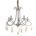 Φωτιστικό κρεμαστό 5 Χ Ε14 Φ60Χ60 εκ. πατίνα λευκό χρυσό με κρύσταλλα - KESKOR 89640/5