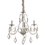 Φωτιστικό κρεμαστό 3 Χ Ε14 Φ54Χ59 εκ. πατίνα μπεζ χρυσό με κρύσταλλα - KESKOR 8972/3