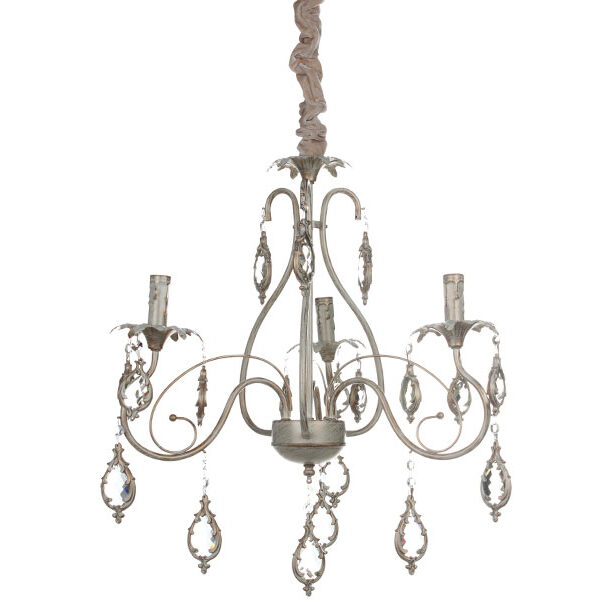 Φωτιστικό κρεμαστό 3 Χ Ε14 Φ54Χ59 εκ. πατίνα μπεζ χρυσό με κρύσταλλα - KESKOR 8972/3