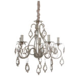 Φωτιστικό κρεμαστό 5 Χ Ε14 Φ54Χ59 εκ. πατίνα μπεζ χρυσό με κρύσταλλα - KESKOR 8972/5