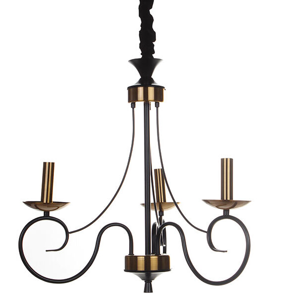 Φωτιστικό κρεμαστό 3 Χ Ε14 Φ52Χ49 εκ. μαύρο χρυσό - KESKOR 89520/3