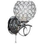 Απλίκα τοίχου μεταλλική Ε27 12Χ14Χ19 εκ. χρώμιο με κρύσταλλα - KESKOR 9578/1CR