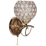 Απλίκα τοίχου μεταλλική Ε27 12Χ14Χ19 εκ. χρυσό με κρύσταλλα - KESKOR 9578/01GD