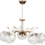 Φωτιστικό κρεμαστό 5 Χ Ε27 Φ58Χ26 εκ. χρυσό με γυαλιά - KESKOR 6610/5