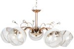 Φωτιστικό κρεμαστό 5 Χ Ε27 Φ58Χ26 εκ. χρυσό με γυαλιά - KESKOR 6610/5 - Image 2